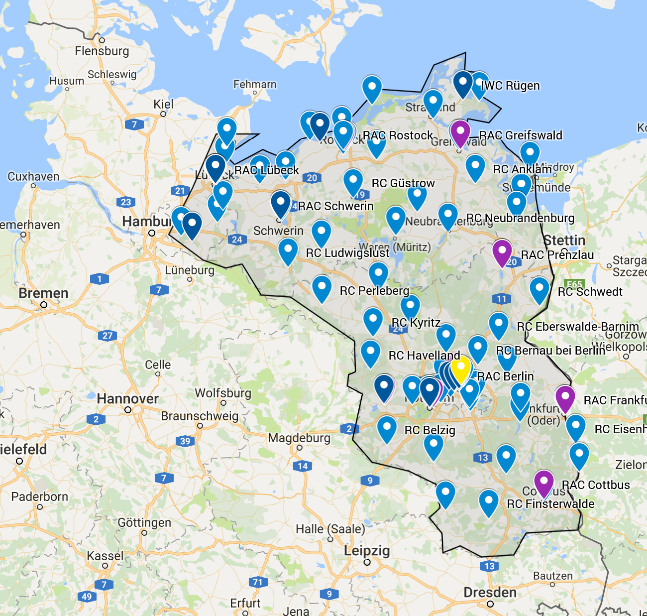 Die Clubs der rotarischen Familie im Distrikt 1940